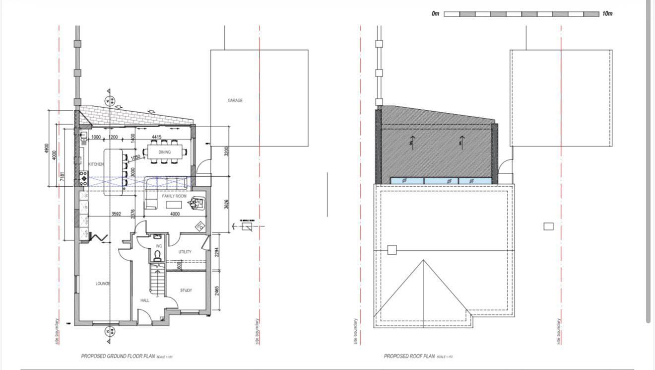 Architectural blueprint for a Cruise Construction extension project